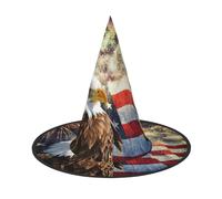 Chapeau pliable à large bord avec drapeau américain imprimé aigle de feu pour Halloween, bal masqué et carnaval