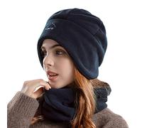 Chapeau pliable fait main en laine chaude pour femme - Chapeau tricoté coupe-vent - Chapeau de sueur froide avec femme, bleu marine, Taille unique