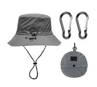 Chapeau Pliable pour Homme et Femme - Imperméable, Mousquetons, Chapeau de Pluie et de Soleil - Gris Foncé, Taille 30-41