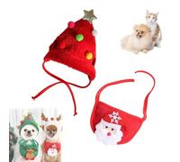 Chapeau Pom-Pom d'arbre de Noël Adorable, Chapeaux de Chien de Noël, Costume de pour Animaux de Compagnie, Accessoires pour Animaux de Compagnie Amusants et Doux (Rouge,M)