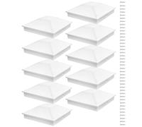 Chapeau Poteau Bois - Lot De 10 Capuchons 9,2x9,2cm Pour Clôture | Pp Blanc Résistant Aux Uv ÉTanche | Embout Protecteur Décoratif Pour Patio Jardin Véranda Terrasse