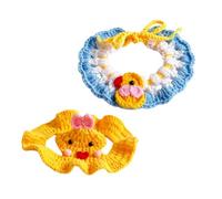 Chapeau pour Chat Accessoire de Fête au Crochet pour Animaux avec Bavoir | Bonnet Tricoté pour Petits et Moyens Animaux en Promenade, Extérieur, Maison, , Fête, Anniversaire