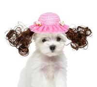 Chapeau pour Chien,Costume Mignon Et Drôle avec Perruque Bou Chapeau Haut De Forme pour Chien Respirant,pour Animal De Compagnie Chiot Fête D Anniversaire Halloween Hiver Soleil Et Plage