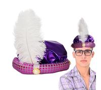 Chapeau pour - Déguisement de, paillettes de perles et plumes | Turban Sultan pour pièce de théâtre, accessoire de chapeau brillant et brillant pour fête de compliment