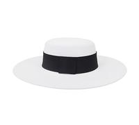 Chapeau pour femme française à grand bord large 10 cm Fedora chapeau d'hiver en laine Derby chapeau de mariage jazz chapeaux plat chapeau feutre, Blanc 02, 6 7/8/7 1/8