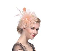Chapeau pour femme - Serre-tête pour fête de thé, mariage, cocktail, maille, plumes, pince à cheveux unie - Accessoires bibi pour cheveux