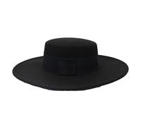 Chapeau pour Femmes Françaises Grand Large Bord 10CM Chapeau Fedora Chapeau Derby en Laine d'Hiver Chapeaux de Mariage Jazz Chapeau Plat Dessus en Feutre, Noir 02, 6 7/8/7 1/8