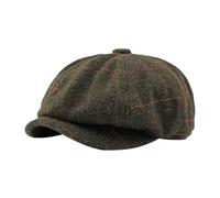 Chapeau pour homme - Style vintage - Journal anglais - Chapeau classique à carreaux - Chapeau d'artiste - Chapeau de peintre en coton brodé, Vert, Taille unique