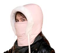 Chapeau pour la saison froide avec couvercle pour le visage - Cagoule thermique, chapeau de neige, cagoule à capuche épaissie pour homme, écharpe à capuche pour femme, pour l'extérieur, campeg, rose