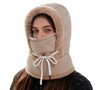 Chapeau pour la saison froide avec couvercle pour le visage - Cagoule thermique, chapeau de neige, cagoule à capuche épaissie pour homme, écharpe à capuche pour femme, pour l'extérieur, campeg, kaki