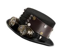 Chapeau punk victorien avec sangle réglable en cuir synthétique et lunettes amovibles pour fêtes costumées, Halloween, déguisement, victorien
