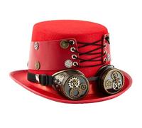 Chapeau punk victorien avec sangle réglable en cuir synthétique et lunettes amovibles pour fêtes costumées, Halloween, déguisement, victorien