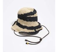 Chapeau raphia papier naturel et noir M