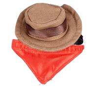 Chapeau réglable du Cow-Boy de Dragon Barbu et Capuchon de Costume de Reptile Halloween Bandana, avec Bavoir Amovible adapté aux lézards, Hamsters, Petits Chiens, etc. (Color de café)