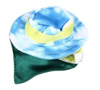 Chapeau réglable du Cow-Boy de Dragon Barbu et Capuchon de Costume de Reptile Halloween Bandana, avec Bavoir Amovible adapté aux lézards, Hamsters, Petits Chiens, etc. (Azul)