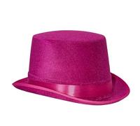 Chapeau rond magicien en feutre satiné avec ruban en satin pour adultes et enfants Fuchsia 56-58 cm