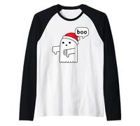 Chapeau Rouge drôle de Pouce vers Le Bas, fantôme Hurlant Boo dans Le Père Noël Manche Raglan