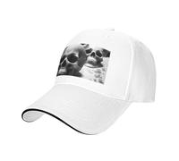 Chapeau sandwich noir et blanc imprimé crânes neutres style casquette de baseball réglable toute l'année, blanc, Taille unique