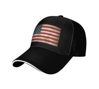Chapeau Sandwich réglable respirant imprimé drapeau américain - Casquette de baseball unisexe Cowboy - Usage quotidien - Noir, noir, One Size-M