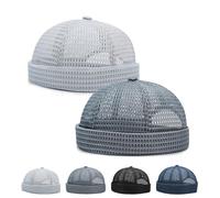Chapeau sans Bordure Respirant pour Hommes, Casquette en Maille de Refroidissement d'été, Casquette crâne légère et réglable pour Courir, Faire du vélo (2pcs A,Taille Unique)