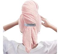 Chapeau Sauna Serviette de cheveux en Satin microfibre, 2 pièces, chapeau for dormir, articles ménagers, casquette for la maison, grande avec bande élastique, produits de salle de bain(Pink)