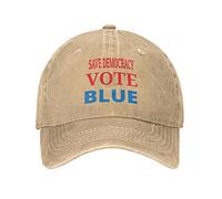 Chapeau Save Democracy Vote Blue 2025 Chapeau de cowboy pour homme Casquette de baseball pour femme Chapeau de camionneur Golf Dad Casquette de pêche Noir, naturel, Taille unique