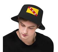 Chapeau Seau Drapeau de Lorraine pour Hommes et Femmes, Chapeau de Soleil de Voyage de Plage, Chapeau de pêche décontracté Noir
