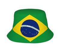 Chapeau Seau Drapeau du brésil 02, Chapeau de pêcheur du brésil, Chapeaux de Soleil, Casquettes de Drapeau du brésil, Chapeaux brésiliens pour Femmes et Hommes