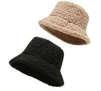 Chapeau Seau en Peluche, 2 Pièces, Chapeau Chaud pour L'Extérieur, Chapeau d'hiver Doux, Chapeau De Soleil