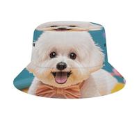 Chapeau seau unisexe décontracté chapeaux bob drôles chapeaux bichon mignon bichon frisé impression chapeau seau personnalité chapeaux seau élégant chapeau seau adulte chapeau bichon mignon chien