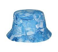 Chapeau seau unisexe mignon bleu fond de glaçons casquette de pêcheur voyage d'été chapeau de soleil de voyage chapeau de soleil chapeau de plein air, noir, taille unique - XL