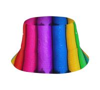 Chapeau seau unisexe mignon crayons colorés casquette de pêcheur voyage d'été chapeau de soleil chapeau de soleil chapeau d'extérieur noir taille unique XL