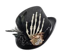 Chapeau Skeleton Steampunk - Chapeau gothique de style vintage, couvre-chef unisexe cosplay | Accessoire de costume de carnaval d'Halloween, soutien au déguisement rétro, chapeaux noirs classiques