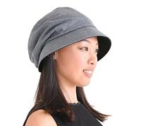Chapeau Soleil Femme en Coton Bio Doux 100%, Capeline d'Été Au Design Japonais, Casquette Anti UV Protection Gris Foncé