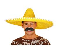 FIESTAS GUIRCA | Chapeau Mexicain en Paille (60 cm) - Accessoire de Fête pour Célébrations d'Été et Graduations - Idéal pour Événements Thématiques du Mexique et Fêtes - Adulte Unisexe - Jaune