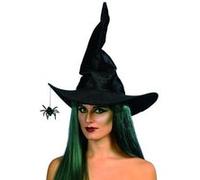 Chapeau sorcière noir avec araignée femme Halloween Taille Unique noir G