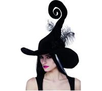 Chapeau sorcière noir avec plumes femme Halloween - Déguisement Halloween - 228360