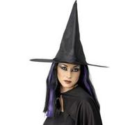 Smiffy's Chapeau de sorcière noir – tissu brillant câblé – Halloween