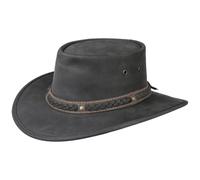 Chapeau Squashy Bronco BARMAH chapeau en cuir de boeuf chapeau d´exterieur (L/58-59 - noir)