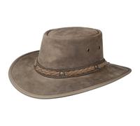 Chapeau Squashy Bronco BARMAH chapeau en cuir de boeuf chapeau d´exterieur (XL/60-61 - beige)