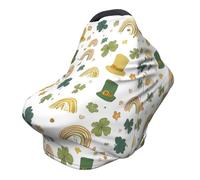 Chapeau St Patrick Couverture d'allaitement Couverture complète à 360° Trèfle à 4 feuilles Écharpe extensible pour l'allaitement et le siège de voiture Convient à la plupart des poussettes et landaus