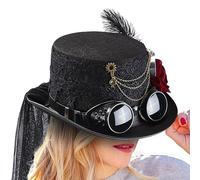 Chapeau steampunk de style gothique - Chapeau cylindrique de carnaval gothique unisexe de 13 cm pour femmes et hommes, costume de film vintage avec design classique steampunk, idéal pour le thé et le