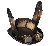 Chapeau Steampunk pour homme avec lunettes Chapeau haut de forme gay Steampunk Bowler Top Halloween Corne du diable Carnaval Discothèque Épingles Corne du diable