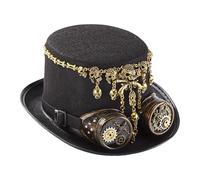 Chapeau steampunk vintage avec lunettes de protection Steampunk | Chapeau cylindrique pour les vacances, carnaval, festival, scène, théâtre, cosplay, mascarade et fête costumée