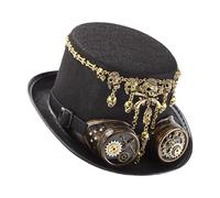 Chapeau steampunk vintage avec lunettes de protection Steampunk | Chapeau cylindrique pour les vacances, carnaval, festival, scène, théâtre, cosplay, mascarade et fête costumée