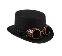 Boland 54500 - Chapeau Steamgoggles, cylindrique, lunettes de soudeur amovibles, steampunk nouveau, inventeur, costume, carnaval, Halloween, soirée à thème,Noir,Taille unique