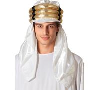 Chapeau sultan arabe blanc et doré adulte - Blanc - Taille Unique