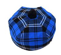 Chapeau tammy traditionnel écossais Tam o' Shatner en laine acrylique avec pompons, taille unique, béret balmoral plat, bonnet Jimmy Chapeaux, casquette plate, Tartan bleu Ramsay, Large/X-Large