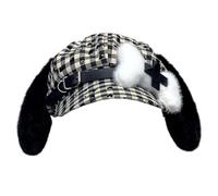 Chapeau tendance en forme d'os de chien à carreaux avec oreilles de chien - Bérets coupe-vent pour les créateurs de tendances et les amateurs de rétros - Casquette de baseball tendance unique
