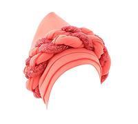 Chapeau tendance pour femme avec perles tressées pour le cancer musulman - Bonnet de sommeil doublé de satin, rouge pastèque, Taille unique